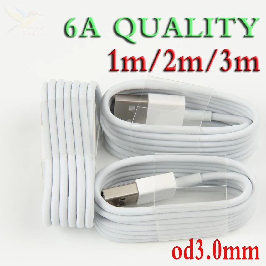 

8pin 144 thick od 3.0 mm weaven More copper good 6A USB Data Sync fast Charger Cable for iPhone 7 i7 i6 Plus 1m 2m 3m 100pcs