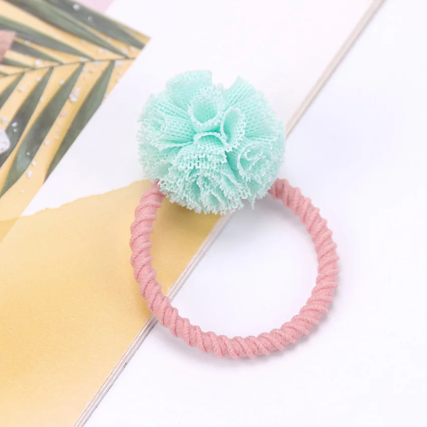 Синий 2PCS Cute Little Girls Hair Ties Ball Elastic Hair Band For Kids Hair Ropes Hair Accessories - Цвет: Синий