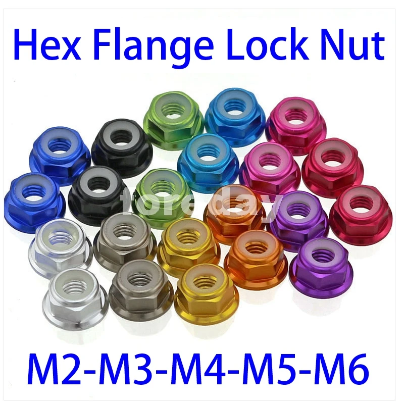 

Нейлоновые гайки с шестигранным фланцем (Nyloc), 20 шт., 3 мм, 4 мм, 5 мм, 6 мм, многоцветные, 1 партия = 20 шт. * BT880-934