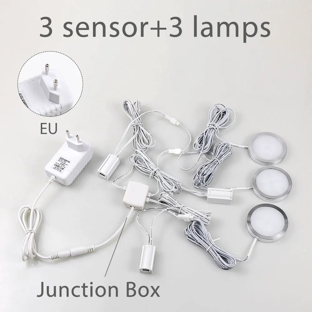 3sensor and 3lamp-EU 2,5 Вт 12 В DC ПВХ умный датчик светодиодный датчик движения автоматическое ВКЛ/ВЫКЛ освещение двери под шкаф освещение шкаф гардероб лампа - Цвет: 3sensor and 3lamp-EU