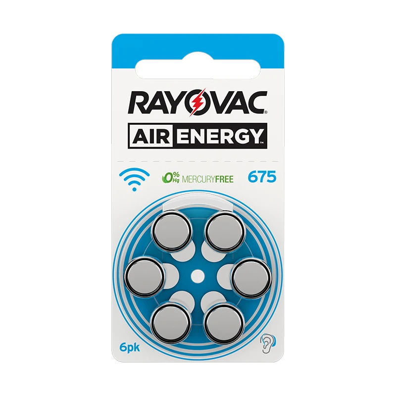 Аккумуляторы для слухового аппарата Rayovac Air 1 45 в 675A A675 675 PR44 60 шт.|Часовые