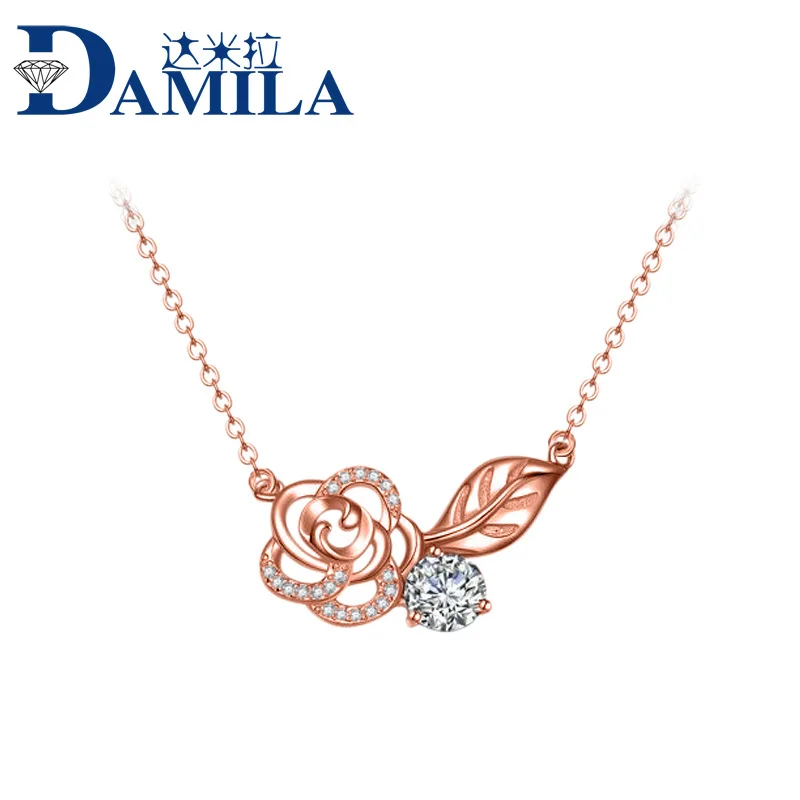 

925 Sterling Silver chain rolse floral necklace For Women Retro vintage rose flower silver choker jewelry necklaces for ladies