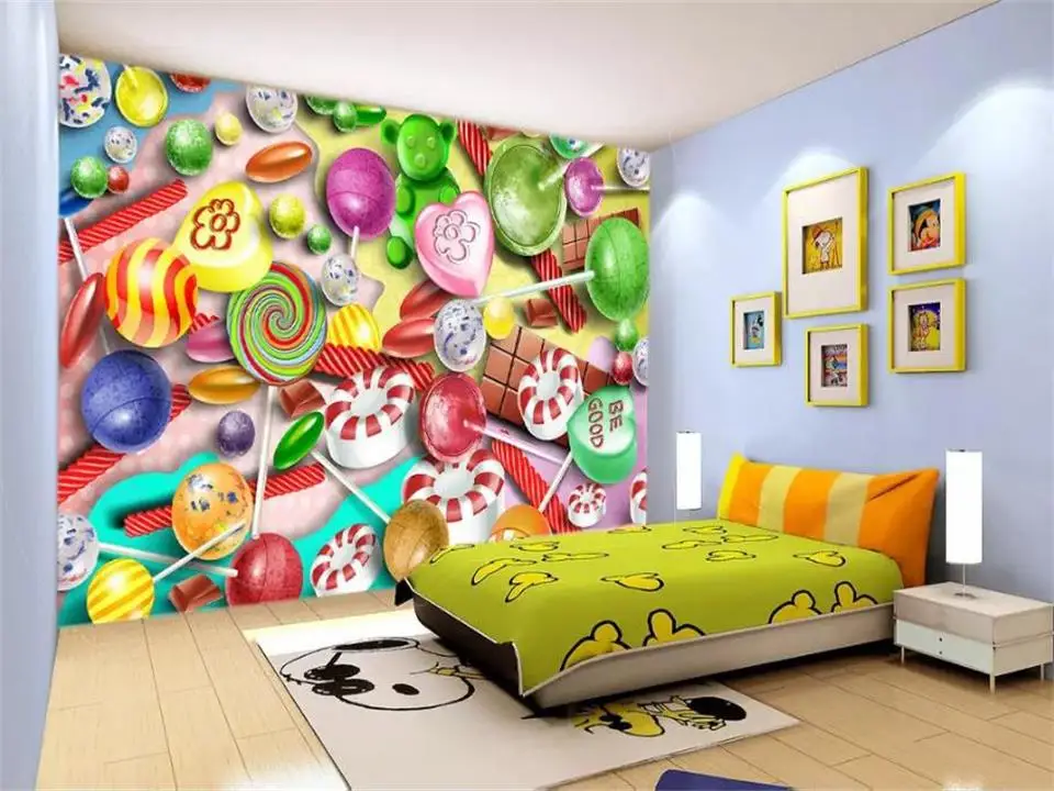 3d фото обои на заказ гостиная росписи мультфильм конфеты Декоративные paining дети