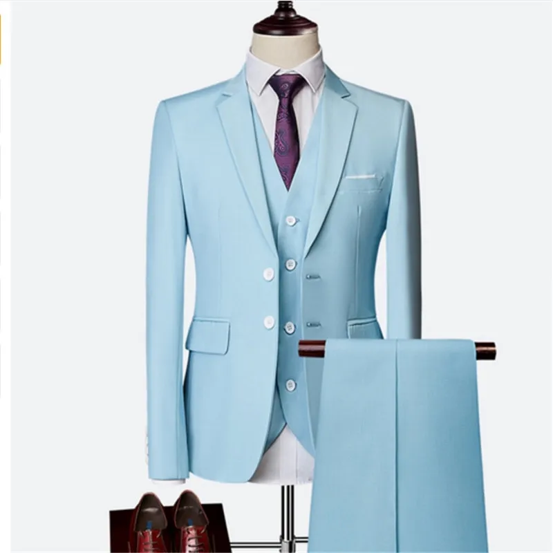 Новинка мужские деловые облегающие костюмы свадебное платье костюм тройка