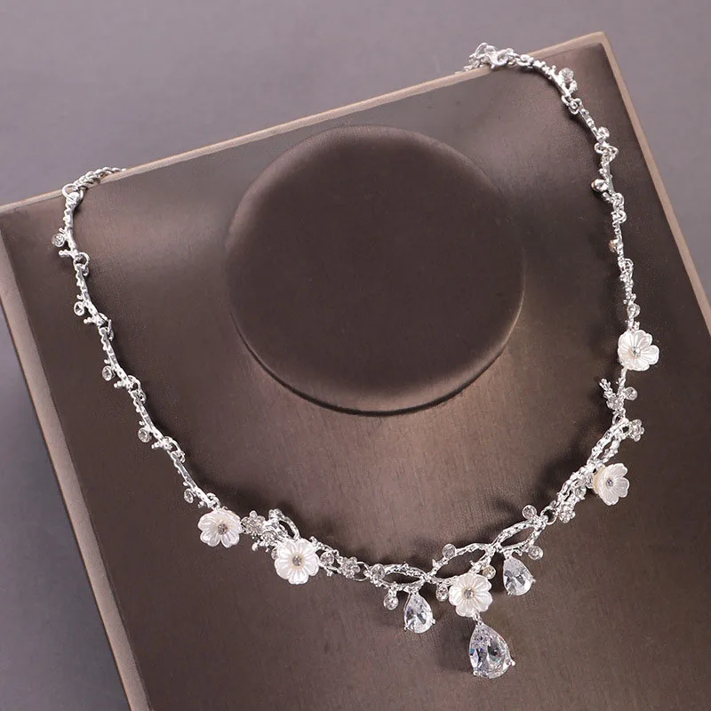 FORSEVEN Роскошные Свадебные Ювелирные наборы с кубическим Цирконом Серьги колье