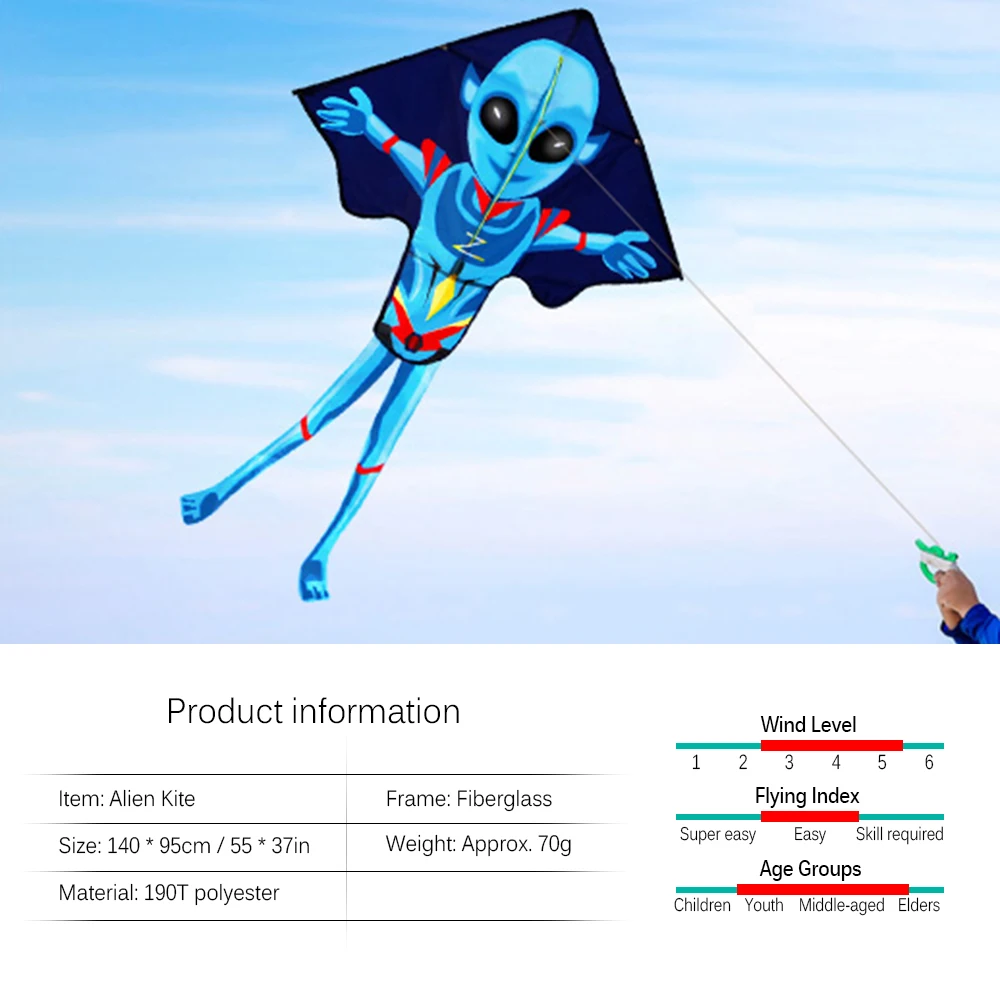55 дюймов X 37 Alien Kite игрушечный воздушный змей для детей взрослых Большой легко