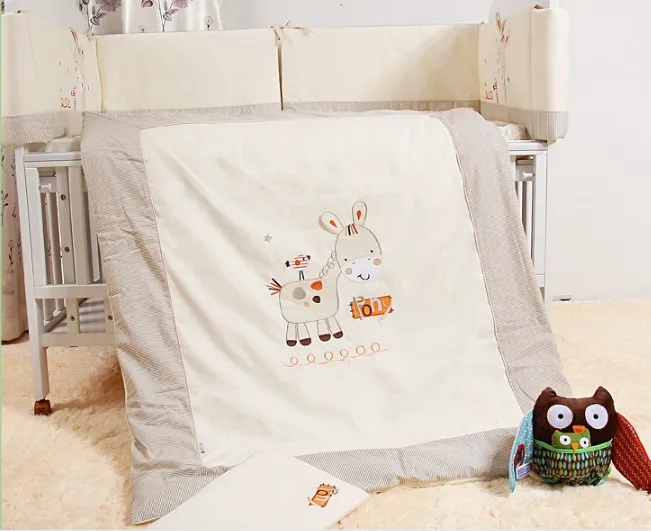 Акция! 7 шт. Детский Комплект постельного белья с вышивкой (2 бампера +