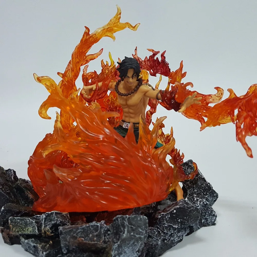 Одна штука фигурки Ace Fire модель игрушки с рок базой огнем аура одна аниме Portgas D