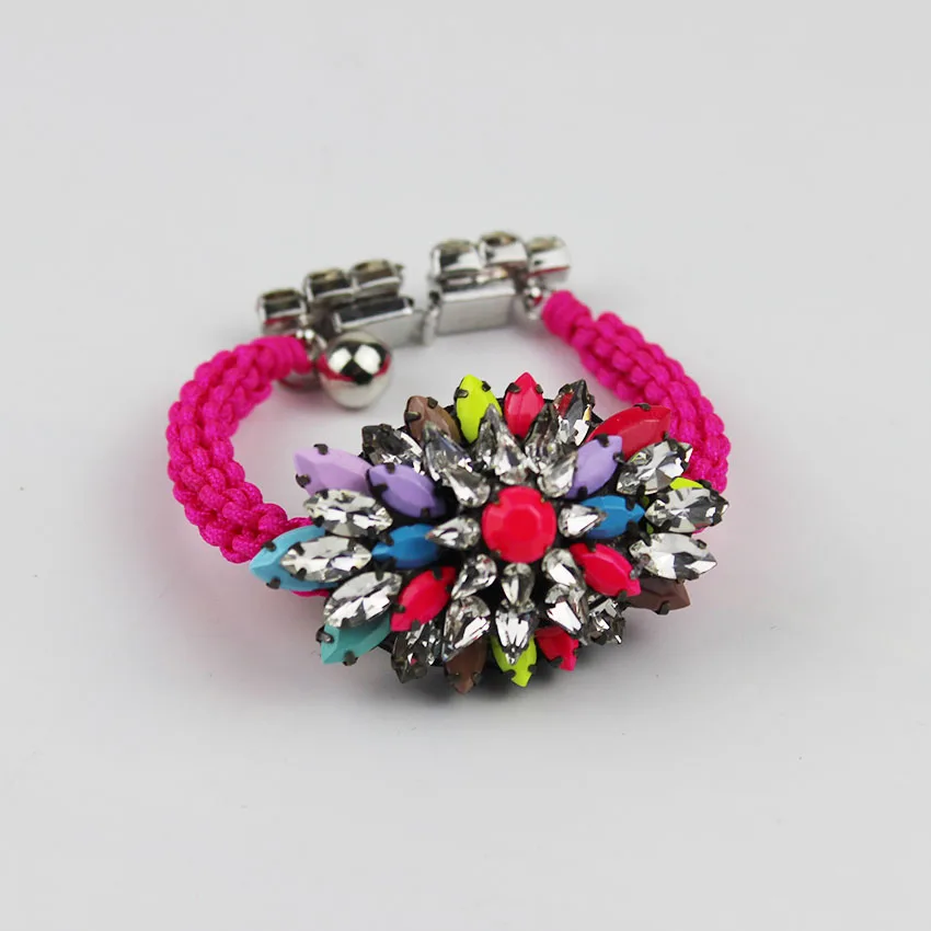 

new women flower vintage crystal gen beads fashion luxury statement handmade rope bracelet 258