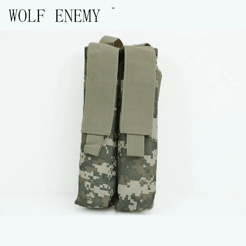 Тактическая двойная военная сумка 600D Molle P90 для магазина Мультикам черный полевой