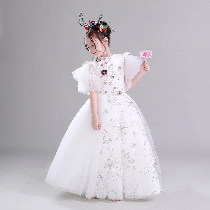 Новинка 2019 романтическое свадебное платье с цветочвечерние принтом для девочек