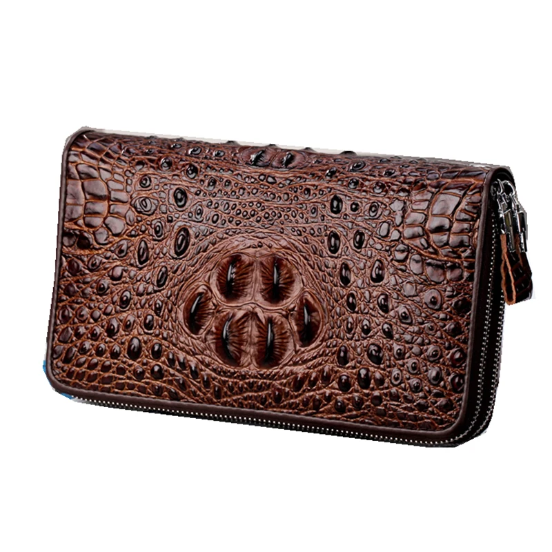 Мужской кошелек из натуральной кожи с узором под кожу крокодила|purse mobile|male clutch