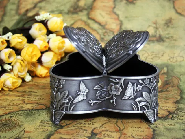 Бесплатная доставка-модная металлическая шкатулка для ювелирных изделий чехол