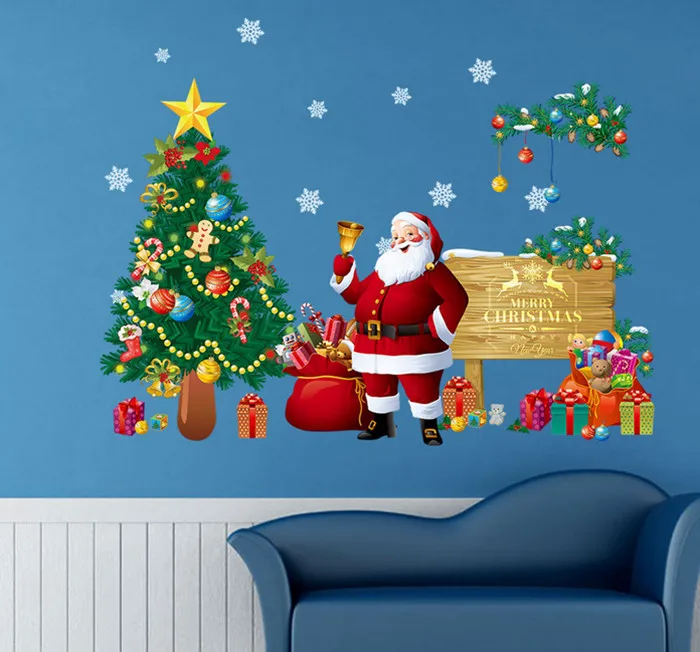 Мультфильм DIY настенные подарочные Стикеры весёлого Рождества праздника Санта