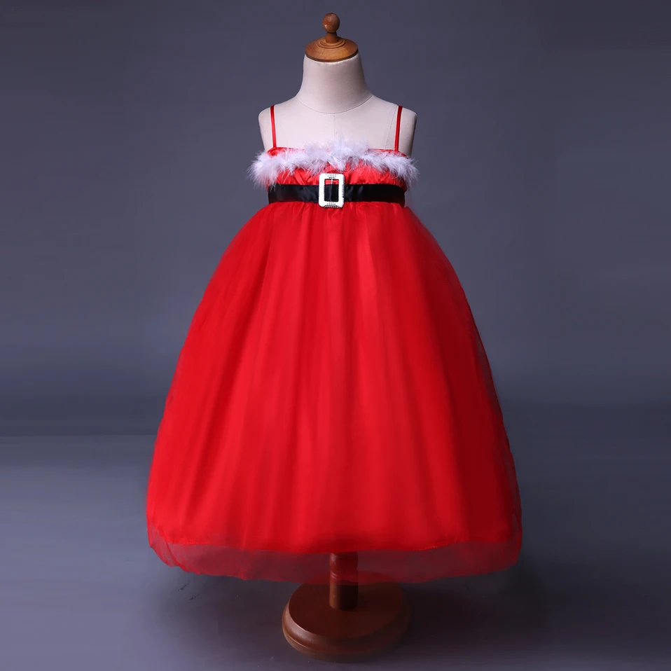 Cutestyles Red Dress Girl Top With Fur Girls Holiday Dresses Young Party GD41030-01 | Детская одежда и обувь