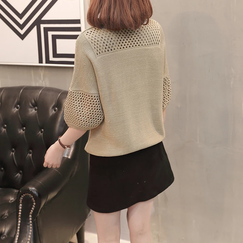 2019 Hot Sale Women Spring Knitted Sweater Three Quarter Sleeve Female Casual Pullover Ladies Pull Femme | Женская одежда