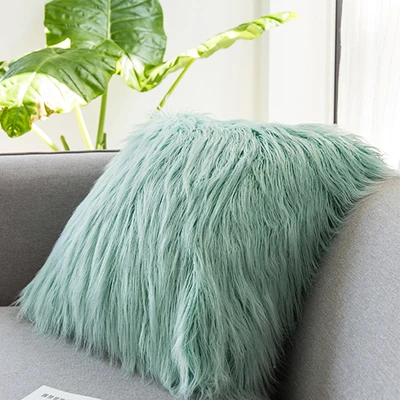 Light Green 18 дюймов Роскошный чехол для подушки из искусственного меха, наволочка для подушки белого цвета, темно-синего цвета, цвета слоновой кости, для дивана, спальни, автомобиля, мягкая, 45x45 см, для украшения дома - Цвет: Light Green