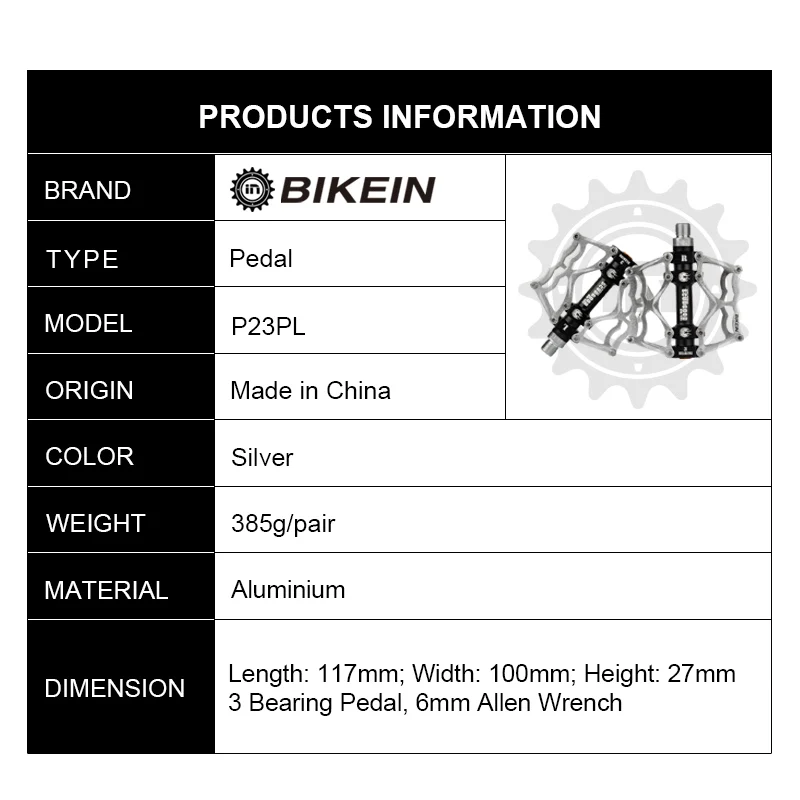 

BIKEIN Ultralight Cycling BMX Bicycle CNC Aluminum 3 Bearing Flat Pedal MTB Bicycles Platform 7 Colors Mountain Bike Parts 385g