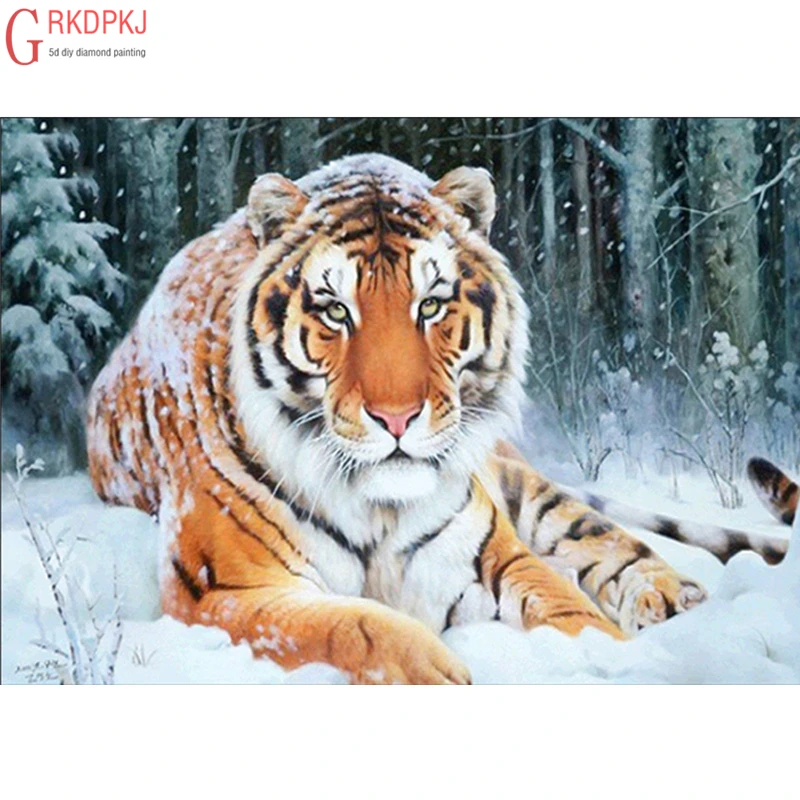 Вышитый стразами зимний фотообои с фигурами тигров 5d алмазная картина Полная