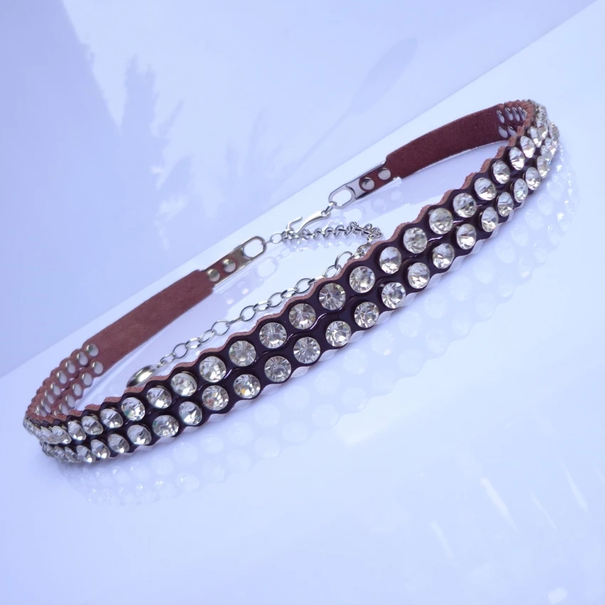 Cowhide genuine leather rhinestone belly chain women's all-match fashion thin belt decoration cronyism strap | Аксессуары для
