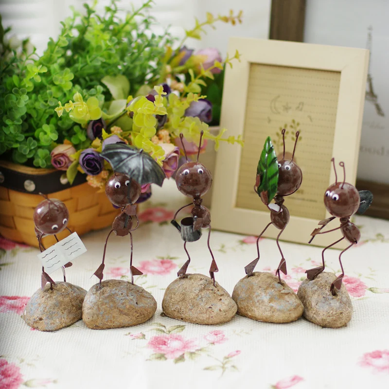 3pcs/lot Type Mini Handmade Act Deco Painted Sheet Metal Ants Festival Wedding Marriage Home Furnishing Articles Gift | Дом и сад