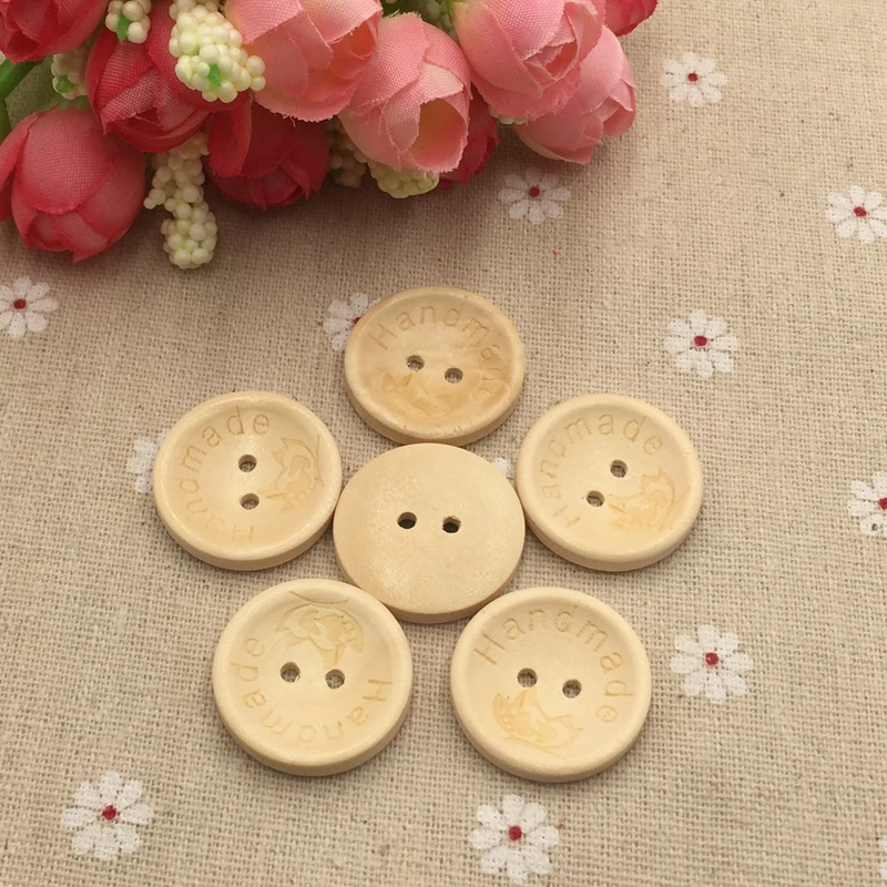 Ремесла деревянные пуговицы дерево цвет ветровка куртка два отверстия 25 мм