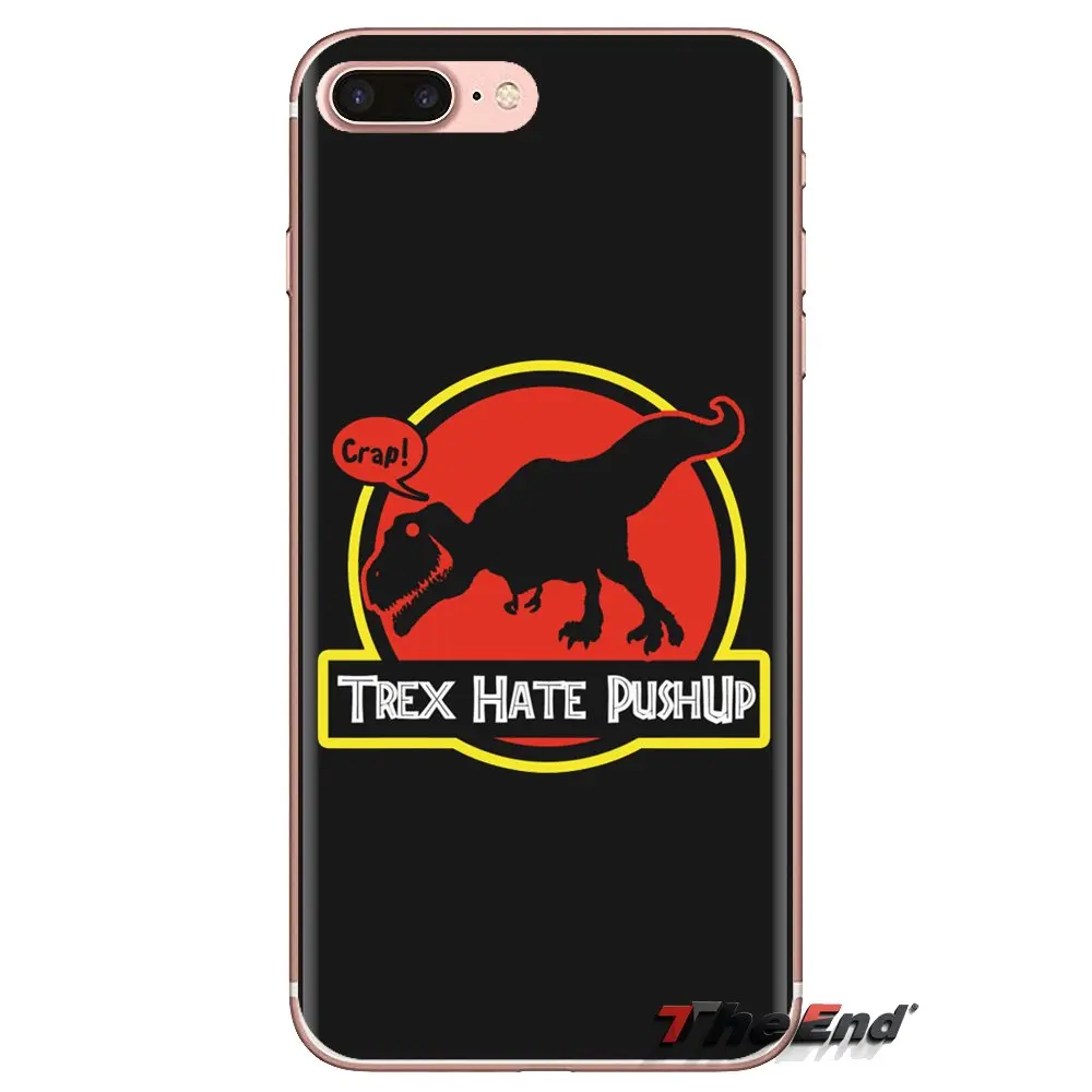 For Sony Xperia Z Z1 Z2 Z3 Z5 compact M2 M4 M5 C4 E3 T3 XA Huawei Mate 7 8 Y3II TPU Bag Case T REX HATES PUSHUPS Dinosaur Screen |