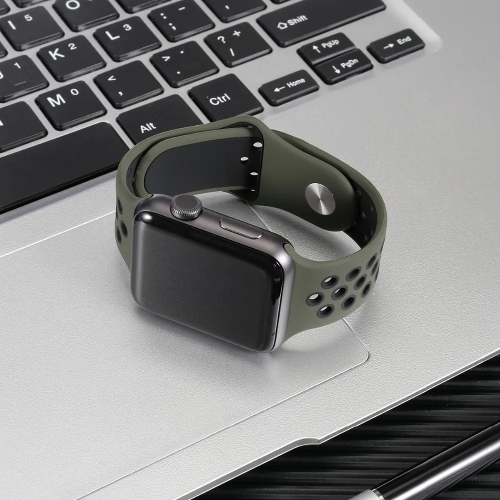 Спортивный силиконовый ремешок для Apple watch 5, 4, 44 мм, 40 мм, ремешок для часов Nike, ремешок для iwatch серии 5, 3, 2, 1, 42 мм, 38 мм, с металлической пряжкой