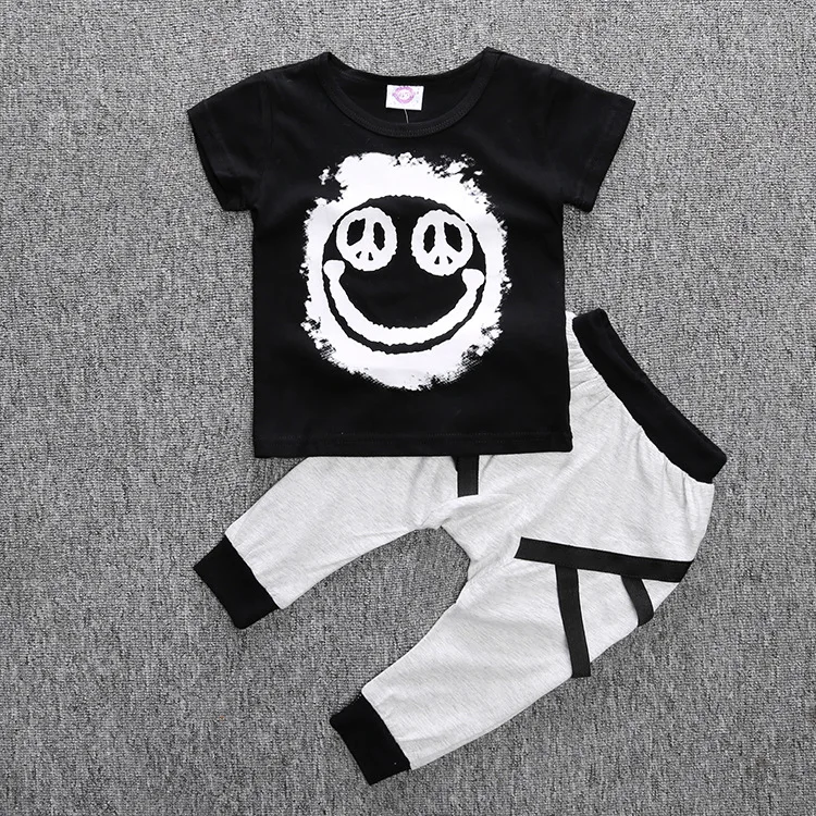 New Fashion Brand Summer Baby Girls Boy Clothing Sets Short-sleeved Cotton T-shirt Top+Pants Boys Girl Clothes Infant Suits | Детская