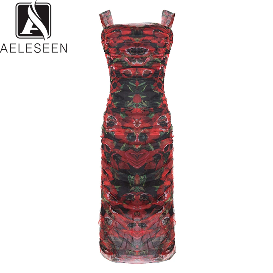 AELESEEN модное дизайнерское летнее платье 2019 женское на бретельках с цветочным