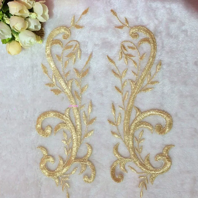 4 шт./лот золотая нить вышивка цветок кружева патч аппликация сценическое