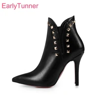 brand new hot sales wine red black women dress ankle boots fashion rivets ladies motorcycle shoes em84 plus big size 43 47 12
