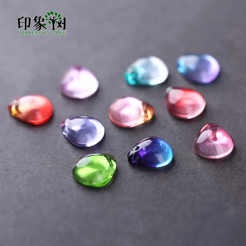 

10Pcs 10x12mm Cabochon Tear Drop Gradient Color Lampwork Glass Blossom Flower Petal Mermaid Beads Handmade DIY Jewelry Making
