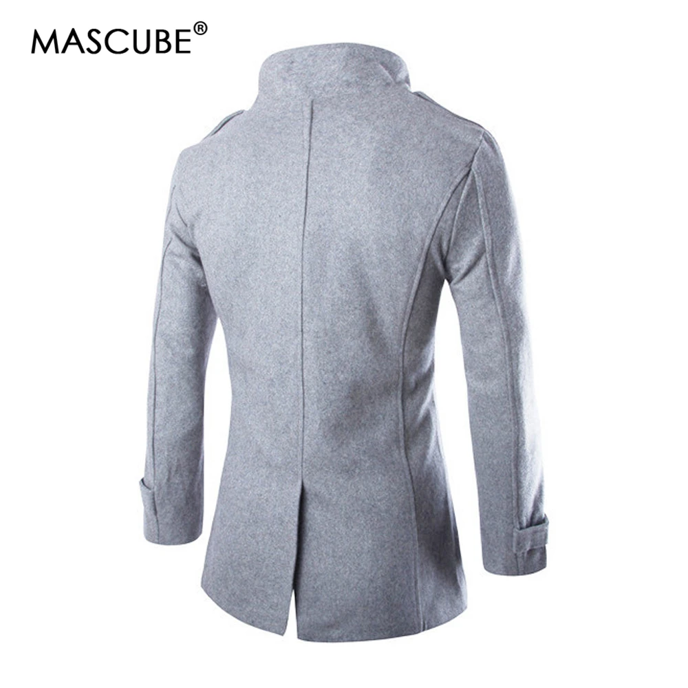 MASCUBE Medium Long Trench Coat Men Overcoat Winter Jacket 2019 Windbreaker Thick Solid Black England Style | Мужская одежда