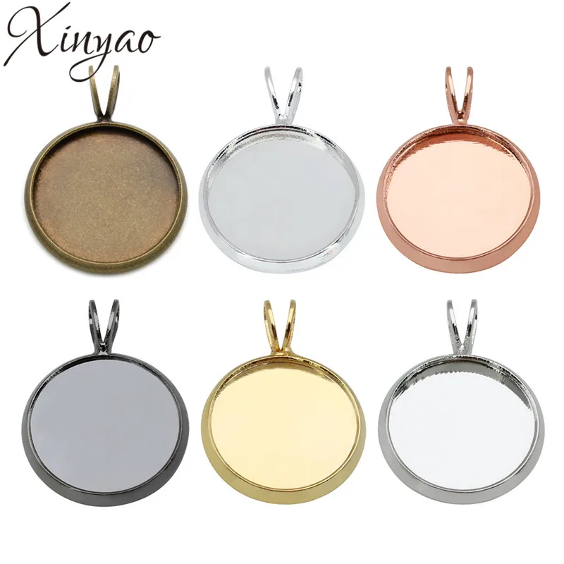 

XINYAO 10pcs Copper Necklace Pendants Blank Base Fit 10 12 14 16 18 20 mm Photo Glass Cabochon Cameo Settings Jewelry Making