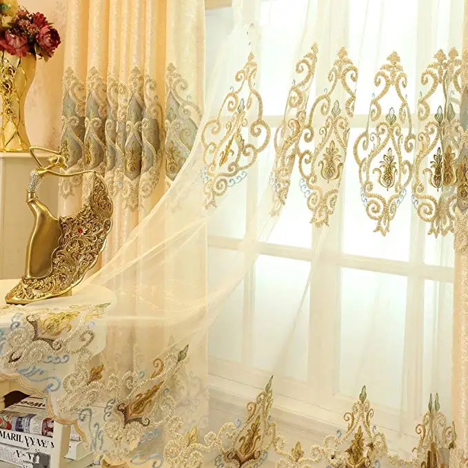 Sheer Curtain Европейский стиль, для гостиной, золотые шторы, для комнаты, затемнение, роскошные шторы - Цвет: Sheer Curtain