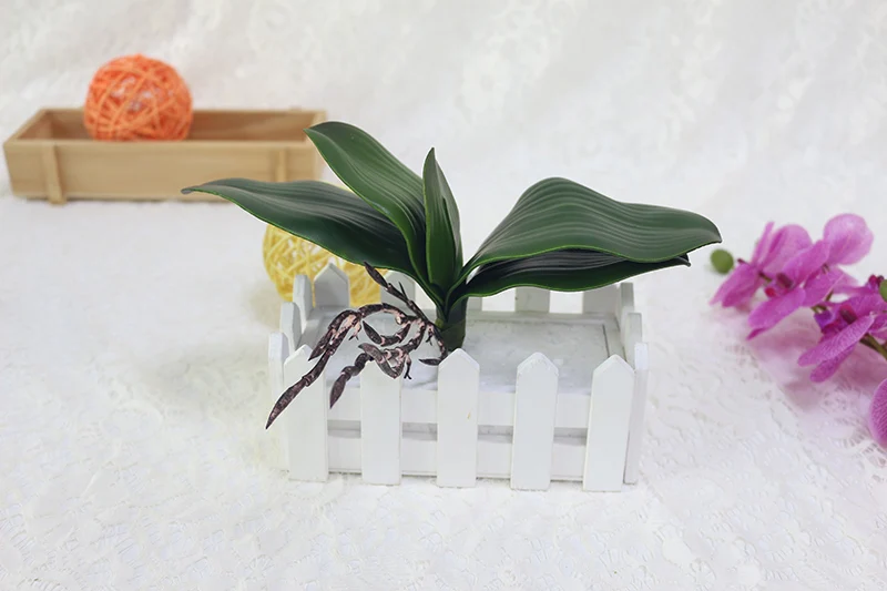 1 шт настоящий на ощупь фаленопсис искусственное растение с листьями DIY декоративные цветы вспомогательный материал для цветочного оформления листья орхидеи