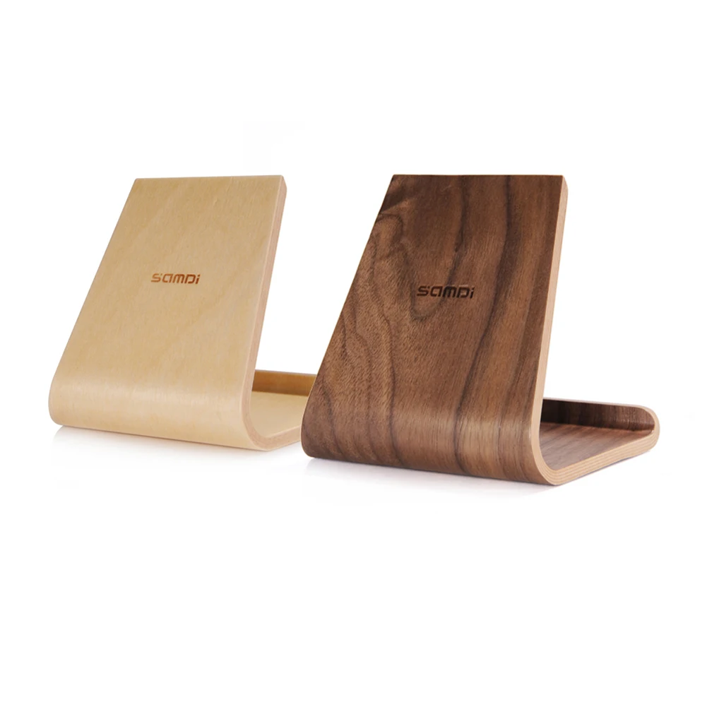 New Arrival Samdi Wood Anti-Slip Universal Phone Tablet Stand Holder for iPhone iPad Samsung