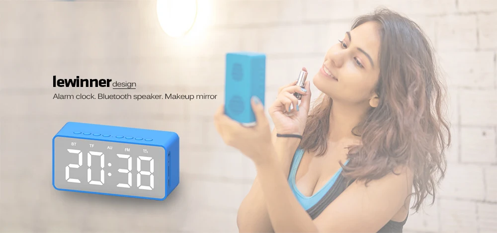 Lewinner портативный Bluetooth динамик супер бас беспроводной стерео динамик s поддержка TF AUX зеркало будильник для телефона компьютера