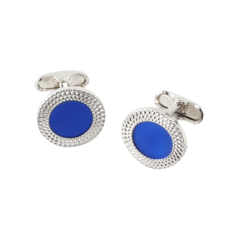 Запонки круглые металлические с синей эмалью для мужчин и женщин|metal cufflinks|cufflinks for