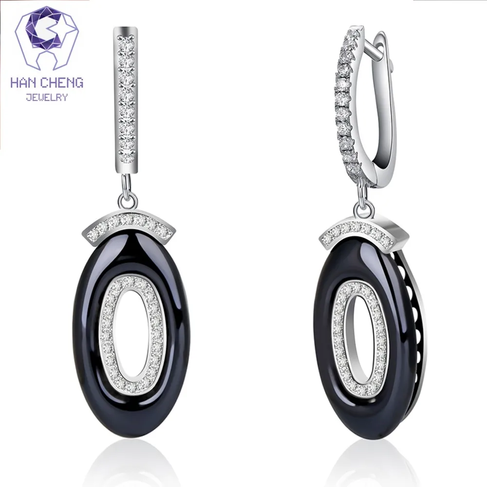 Новые модные висячие серьги HanCheng с цирконом и драгоценным камнем овальные