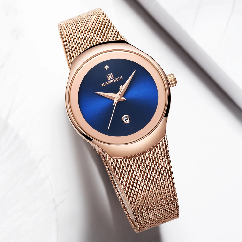 Часы NAVIFORCE женские сверхтонкие из нержавеющей стали|Кварцевые мужские часы| |
