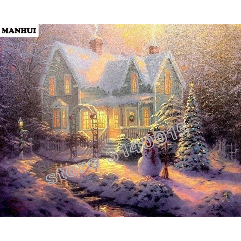 

Little snow house Full Diamond embroidery Diy Diamond painting house Diamond mosaic square icon Paste the whole picture BCD181