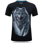 Футболка мужская цельнокроеная с 3D принтом волка, хлопковая смешная рубашка в стиле унисекс, брендовая одежда, летний топ