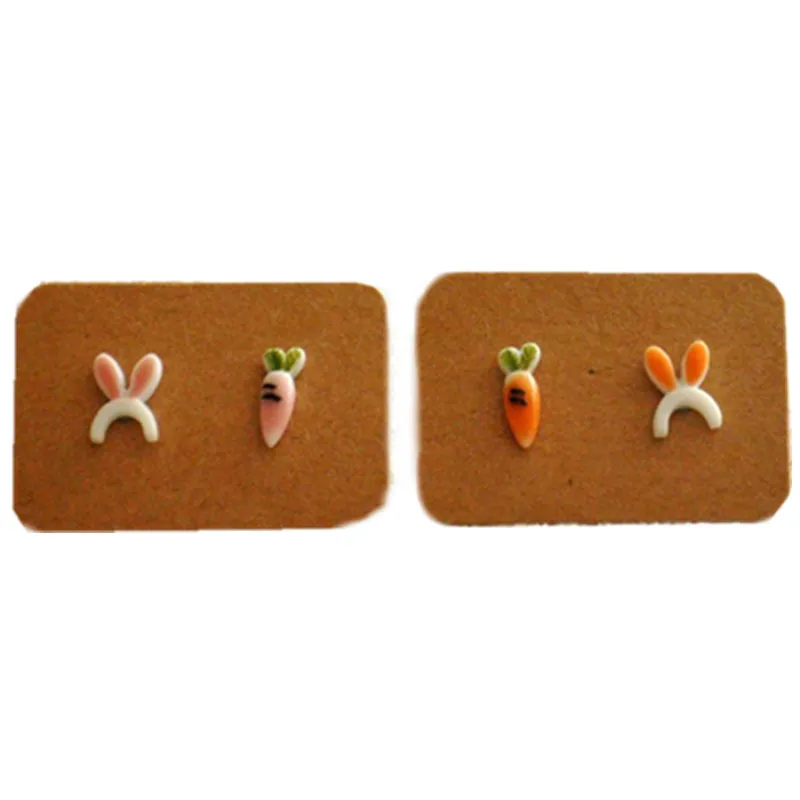 Женские серьги-гвоздики из керамики SEA MEW фарфора с редисками и кроликами