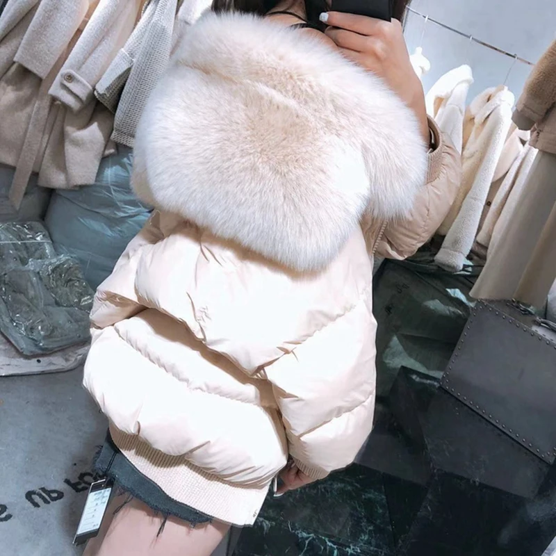 

Big sale Winter big natural real fox fur collar down coat female zipper stitching oversize clorak style warm down parkas wq705