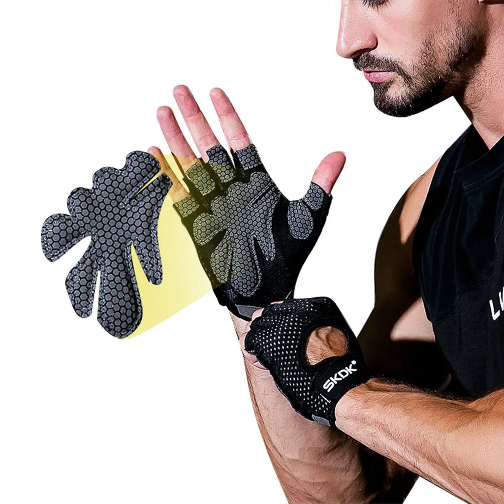 1 Pair Men/Women Gym Half Finger Sports Fitness Exercise Training Wrist Gloves Anti-slip Resistance Weightlifting Gloves