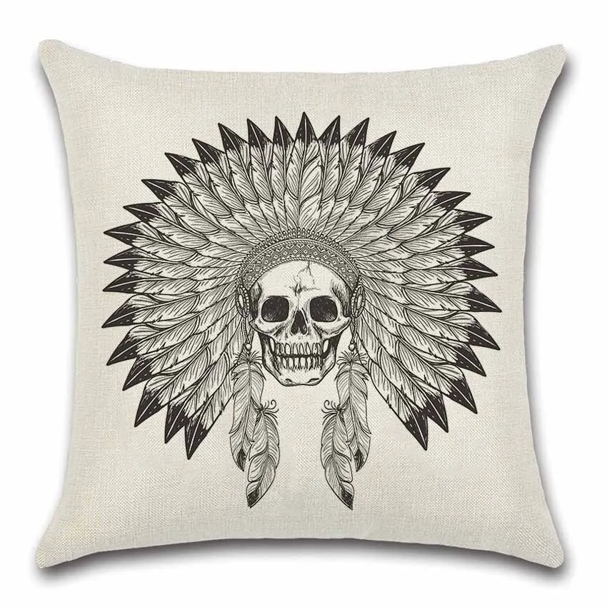 Indian National style Skull Arrow Cushion Cover Decoration for Home house sofa chair seat pillow case kids gift friend present | Дом и сад