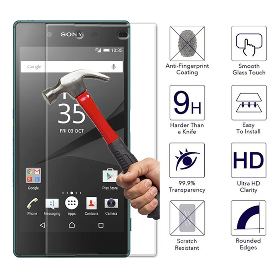 Для sony xperia z3 compact glass для закаленное стекло z5 plus z4 z2 z1 mini защита экрана не полная