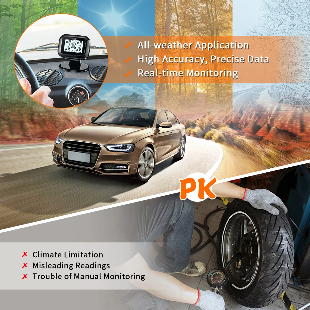 Автомобильная система контроля давления в шинах TPMS 5 В внешний датчик ЖК дисплей